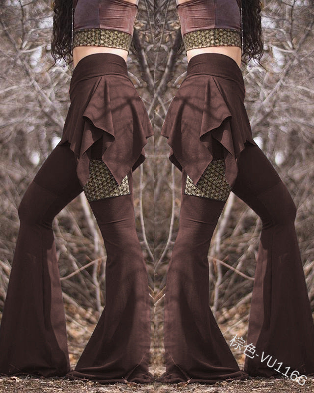 Cross-border Amazon Halloween Costume New Slim Fit Slim Women's Pants Beveled Hip Culottes Irregular Flared Pants