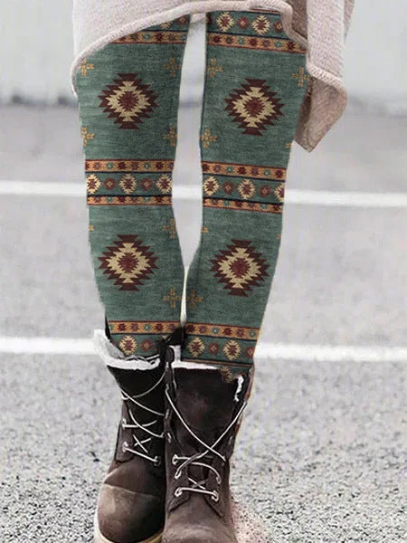 Cross-border European and American wish independent station foreign trade fashion brushed printing slim fit boots pants trousers women's clothing