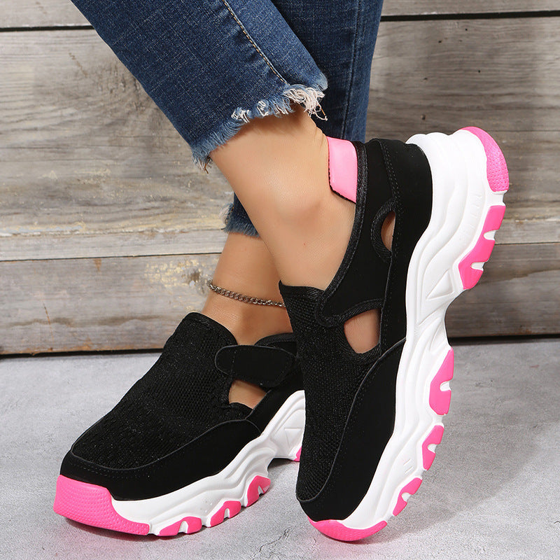 2023 spring new women's shoes mesh layer cloth surface casual single shoes cross-border large size women's sports style casual shoes