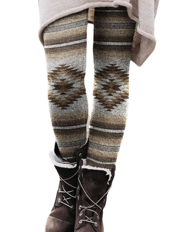 Cross-border European and American wish independent station foreign trade fashion brushed printing slim fit boots pants trousers women's clothing
