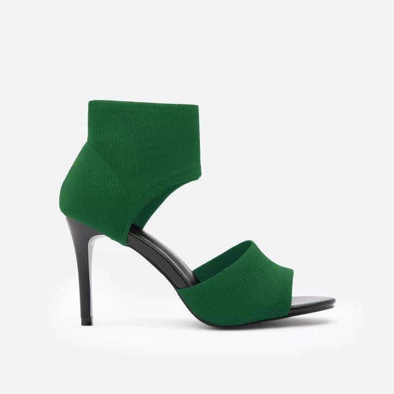 heels 2023 new European and American fashion women's shoes comfortable super high-heeled thin black flying woven stiletto fish mouth sandals