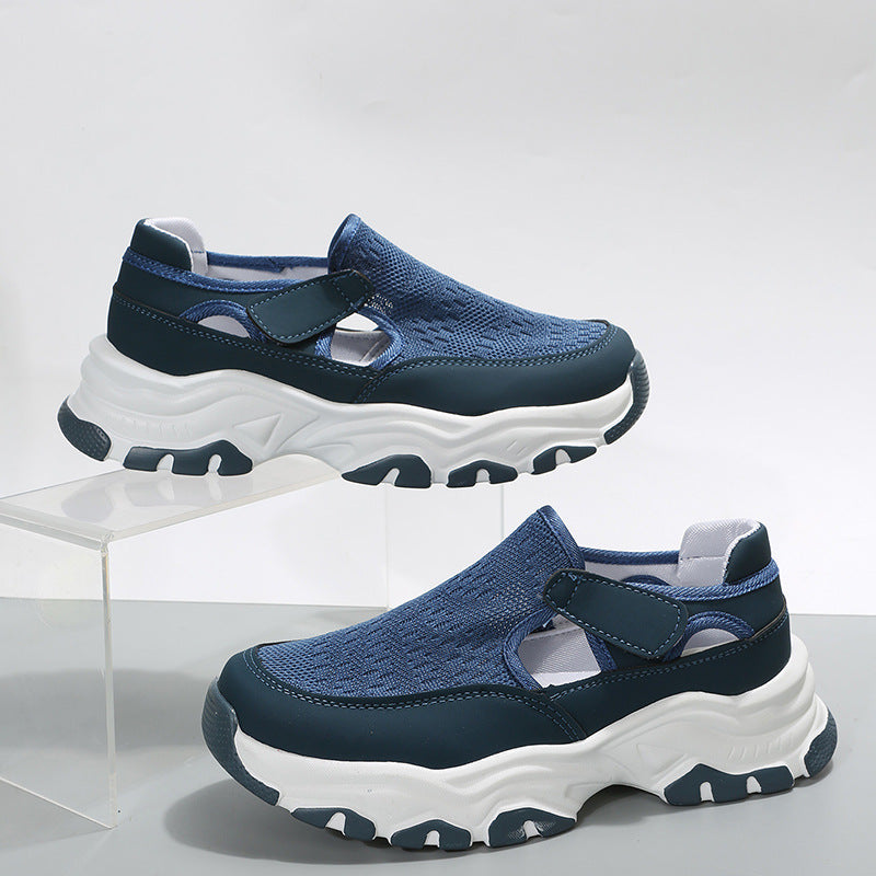 2023 spring new women's shoes mesh layer cloth surface casual single shoes cross-border large size women's sports style casual shoes