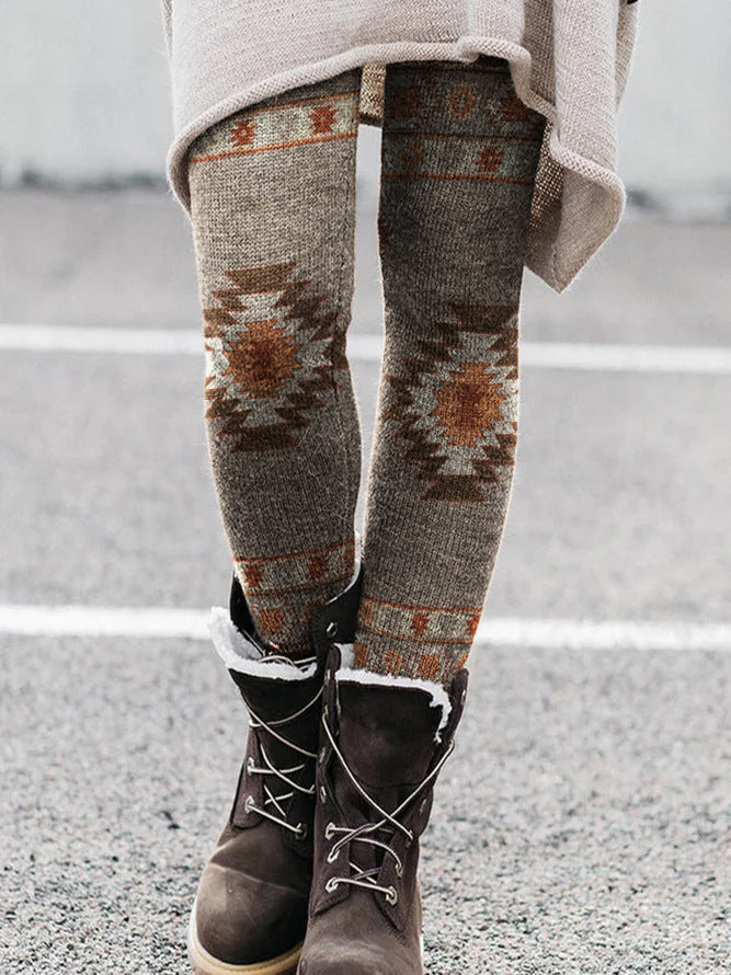 Cross-border European and American wish independent station foreign trade fashion brushed printing slim fit boots pants trousers women's clothing