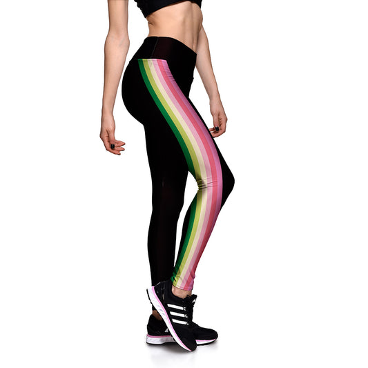 AliExpress Amazon's new side rainbow stripe sports high waist yoga pants elastic nine-point pants JK31-034