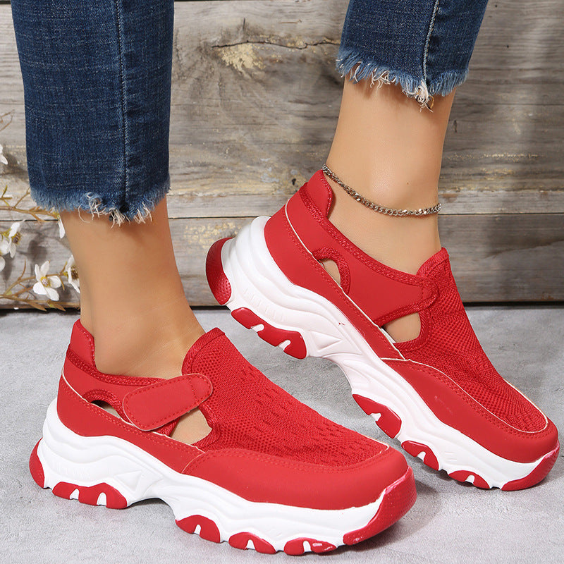 2023 spring new women's shoes mesh layer cloth surface casual single shoes cross-border large size women's sports style casual shoes
