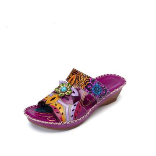 Foreign trade slippers women 2023 summer new ethnic style sandals women Amazon WISH large size 43 sandals and slippers women