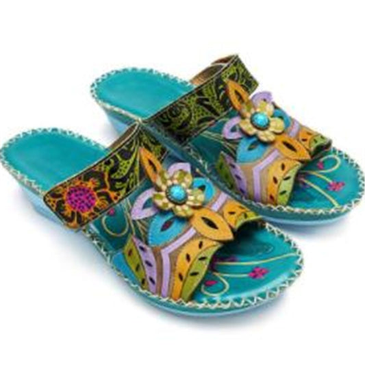 Foreign trade slippers women 2023 summer new ethnic style sandals women Amazon WISH large size 43 sandals and slippers women