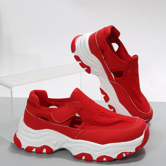 2023 spring new women's shoes mesh layer cloth surface casual single shoes cross-border large size women's sports style casual shoes
