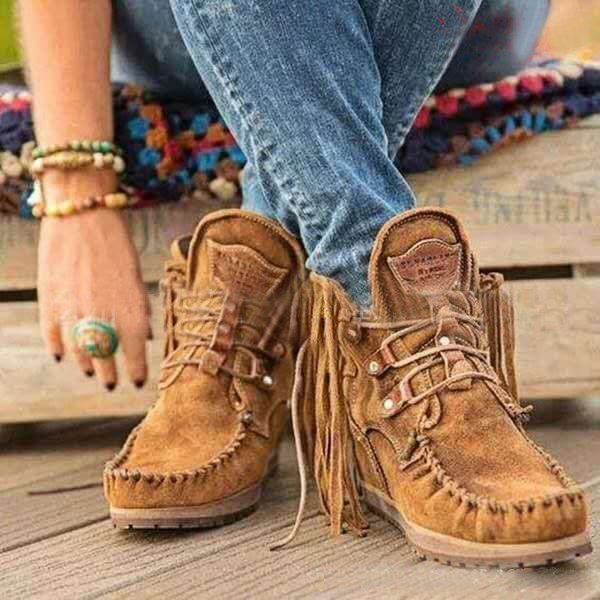 Foreign trade cross-border large size Chelsea tassel short boots women's autumn and winter new European and American women's boots flat tide
