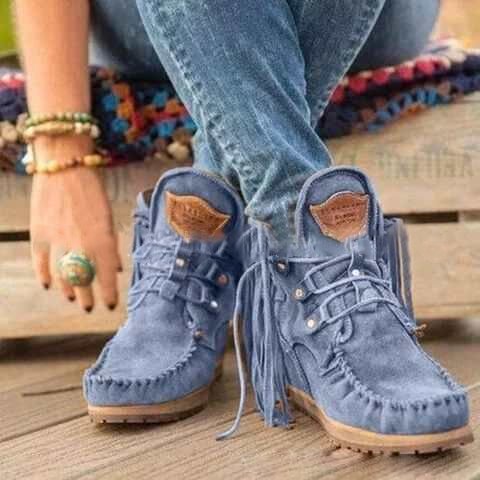 Foreign trade cross-border large size Chelsea tassel short boots women's autumn and winter new European and American women's boots flat tide