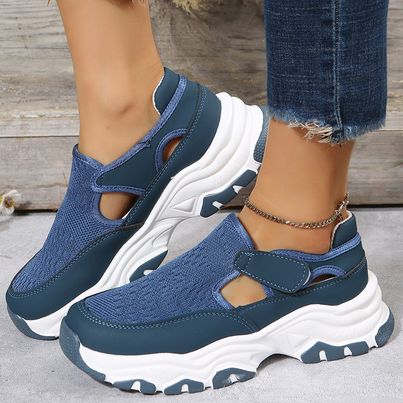 2023 spring new women's shoes mesh layer cloth surface casual single shoes cross-border large size women's sports style casual shoes