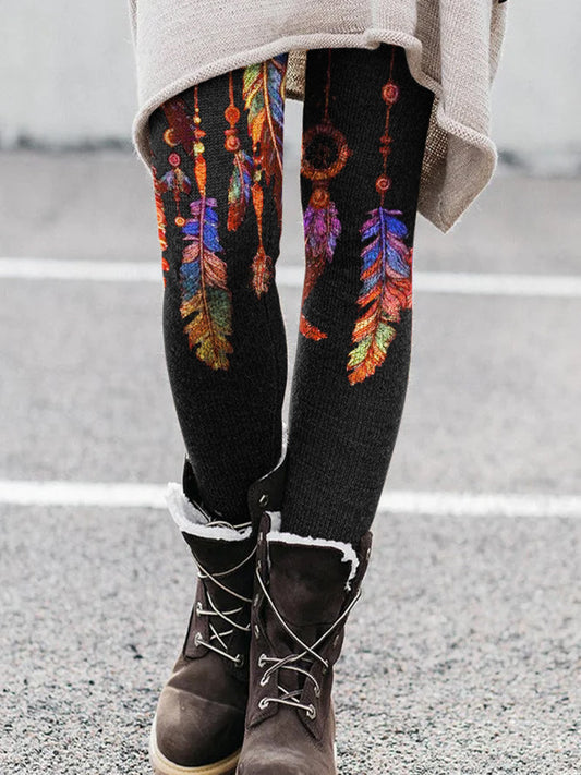 Cross-border European and American wish independent station foreign trade fashion brushed printing slim fit boots pants trousers women's clothing